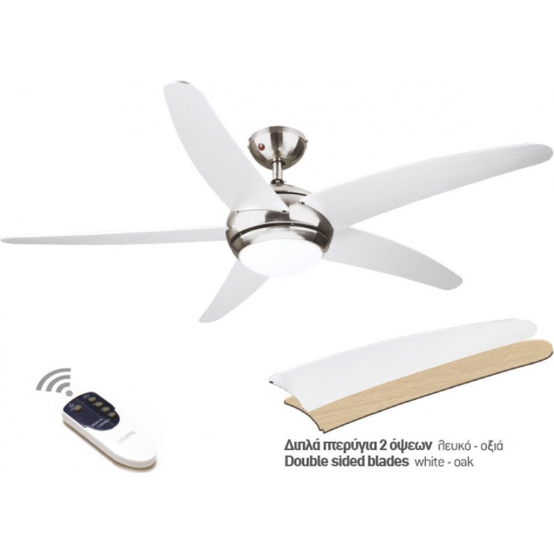 Gruppe R52001-XY-1L Ανεμιστήρας Οροφής με Φως και Τηλεχειριστήριο White/Oak 55W (R52001W)